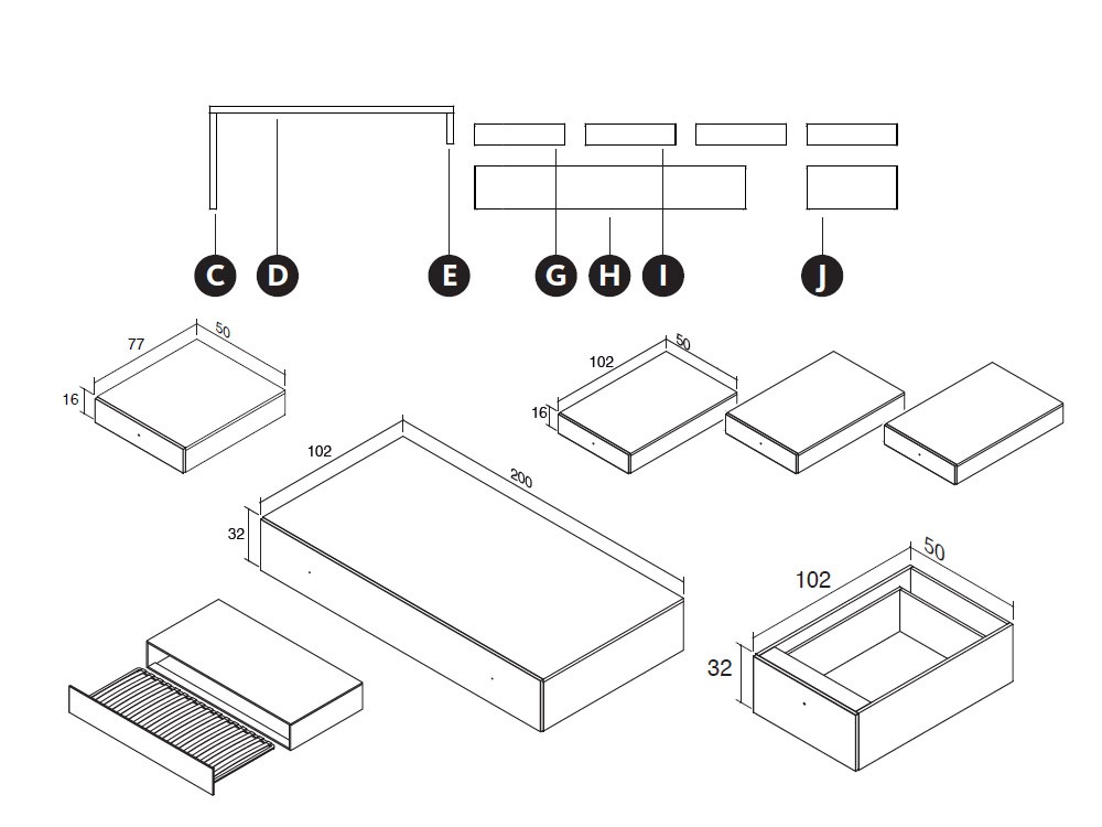 Cama nido modular con escritorio Kubox Zona Joven de Lagrama -4