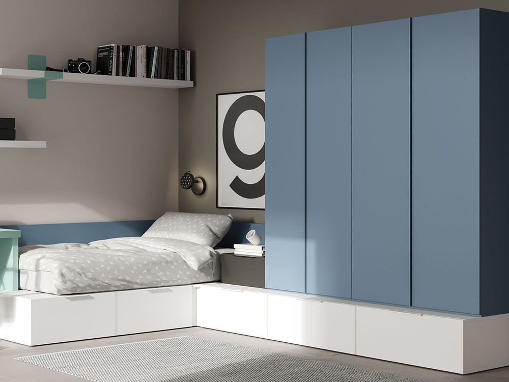 Dormitorio con cama modular esquina Kubox Zona Joven de Lagrama - 2