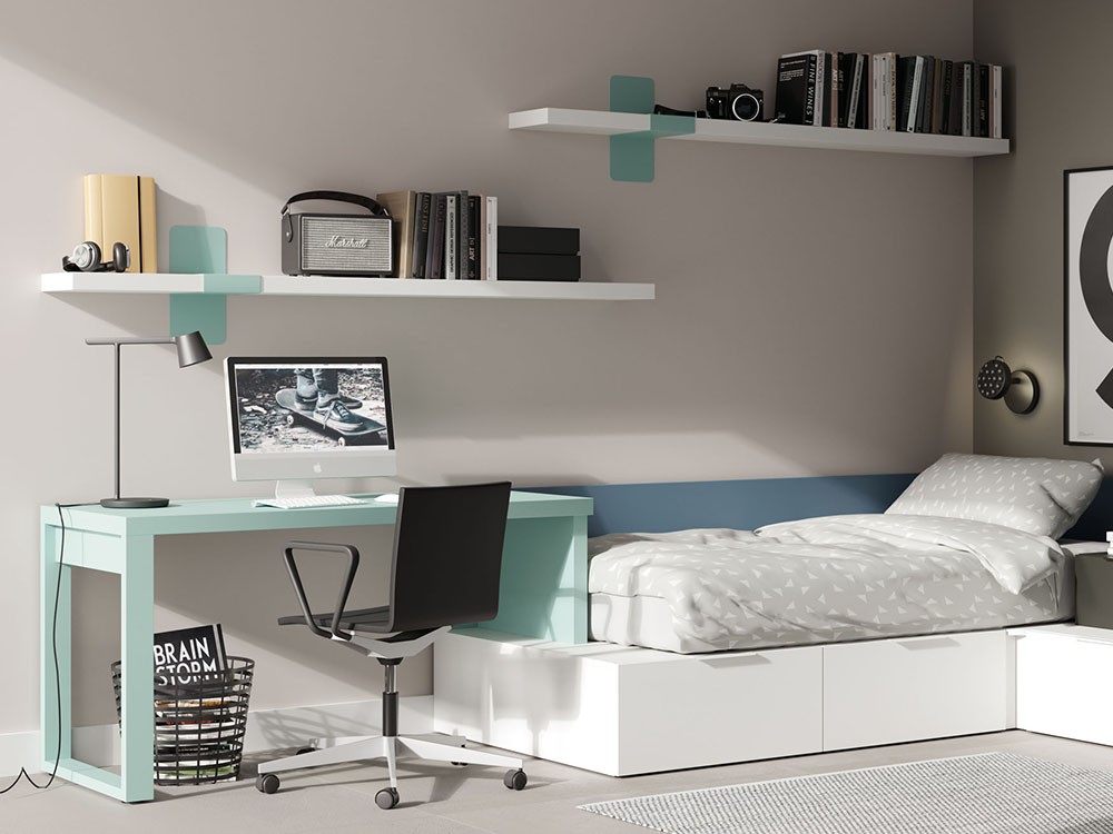 Dormitorio con cama modular esquina Kubox Zona Joven de Lagrama - 3