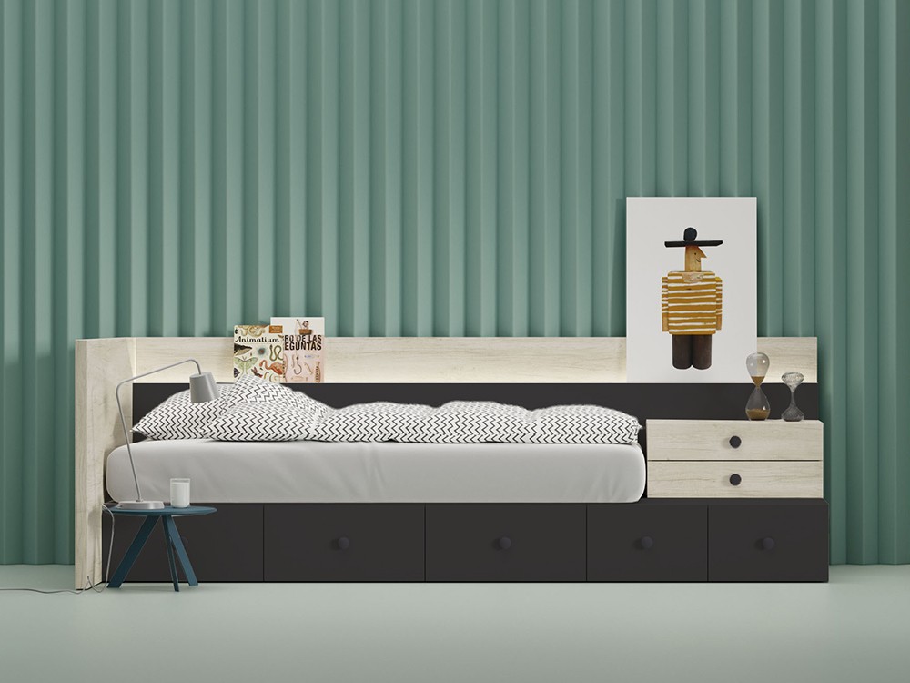 Cama modular con estante revistero Kubox Zona Joven de Lagrama - 5