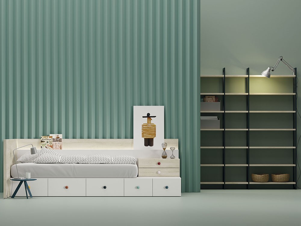 Cama modular con estante revistero Kubox Zona Joven de Lagrama - 11