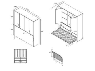 Cama abatible horizontal 90 con armario Zona Joven de Lagrama - 15