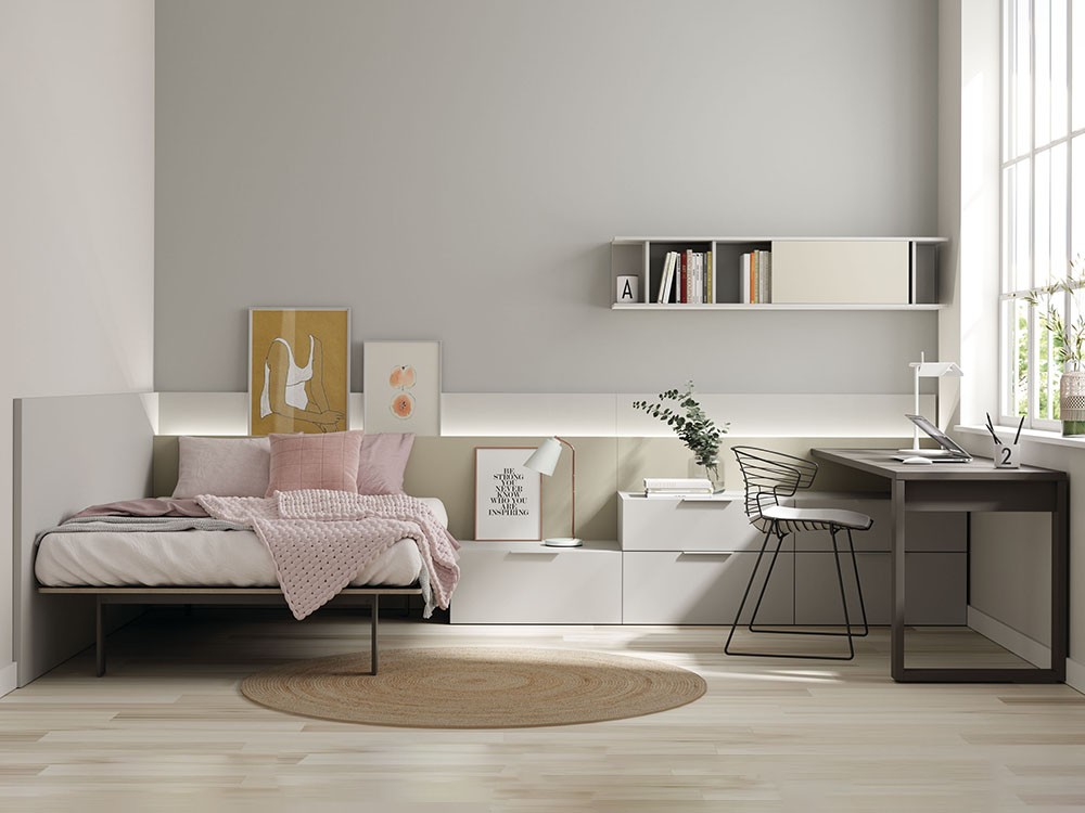 Cama 135 con cabecero LED Zona Joven Lagrama