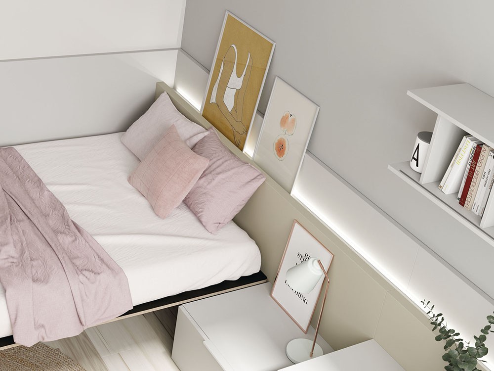 Cama 135 con cabecero LED Zona Joven Lagrama