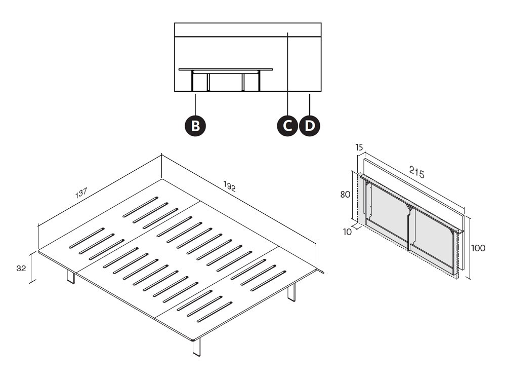 Cama 135 con cabecero LED Zona Joven Lagrama