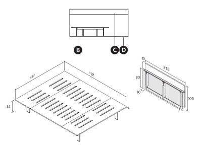 Cama 135 con cabecero LED Zona Joven Lagrama