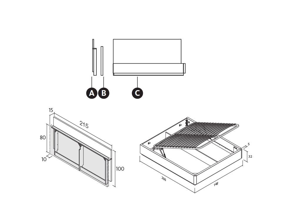 Cama 135 canapé abatible Paralex Zona Joven de Lagrama - 3