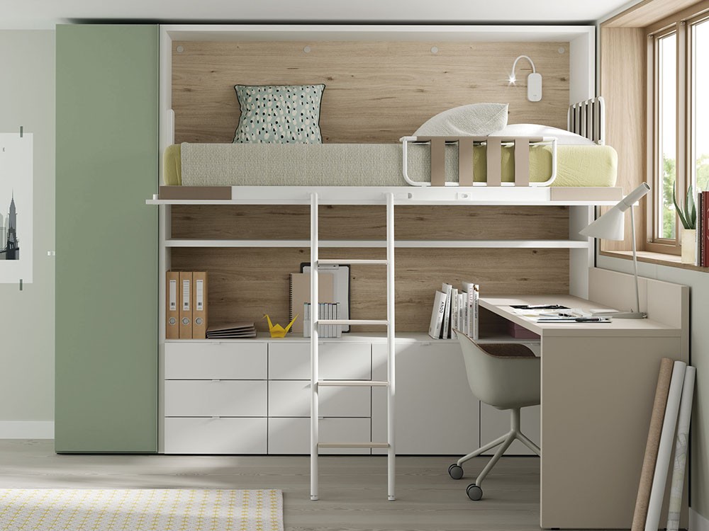 Composición con cama alta abatible 90cm Up & Down 17 de Jotajotape - 2