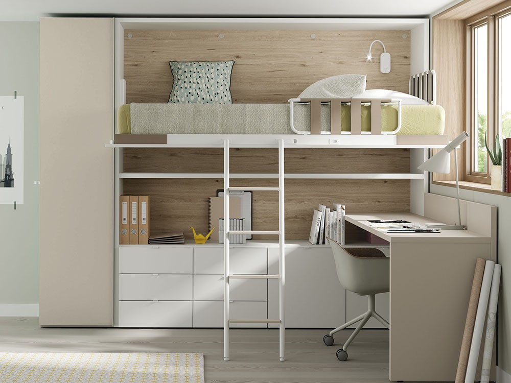 Composición con cama alta abatible 90cm Up & Down 17 de Jotajotape - 11