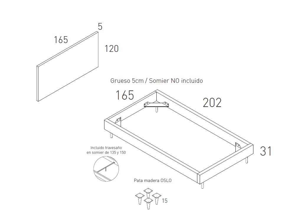 Cama 150cm Goa Vita 02 de Jotajotape - 9