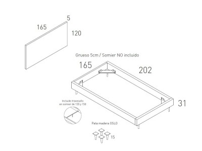 Cama 150cm Goa Vita 02 de Jotajotape - 9
