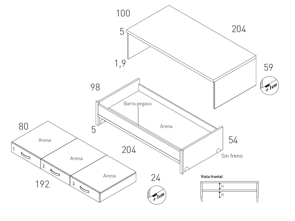Dormitorio juvenil Bicama con tres cajones Vita 05 jotajotape - 8