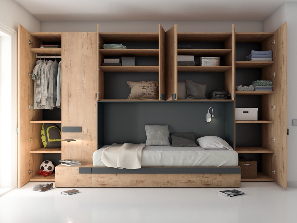 Dormitorio juvenil con cama nido y armarios Vita 14 jotajotape - 4