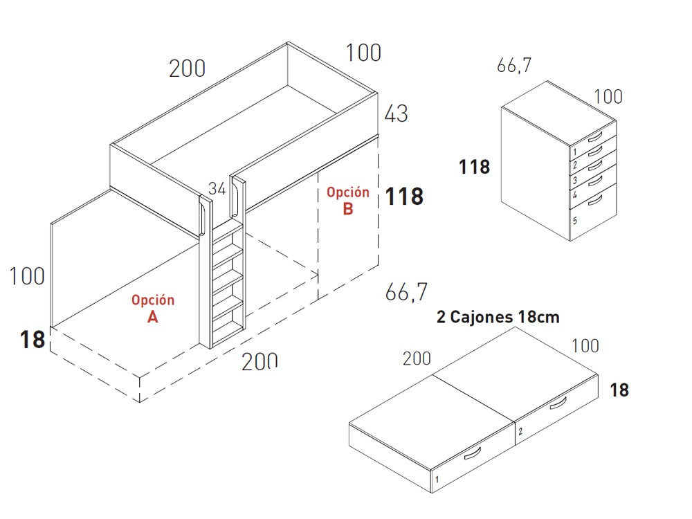 Litera tren Color con cajones Vita 20 de jotajotape - 11