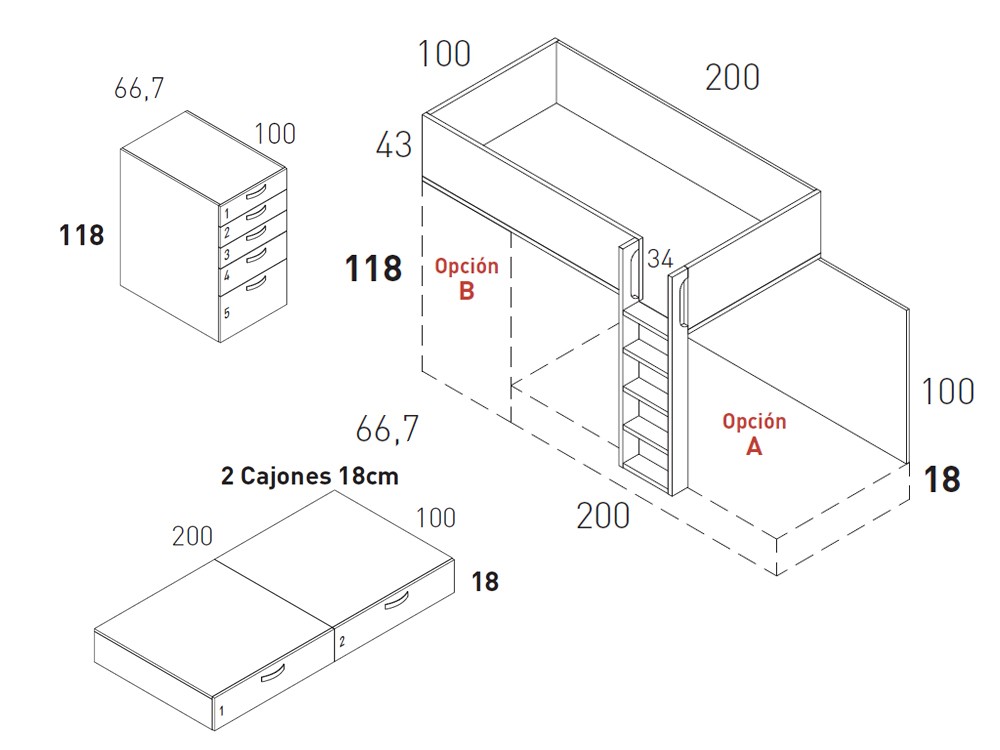Litera tren Color con cajones Vita 20 de jotajotape - 10