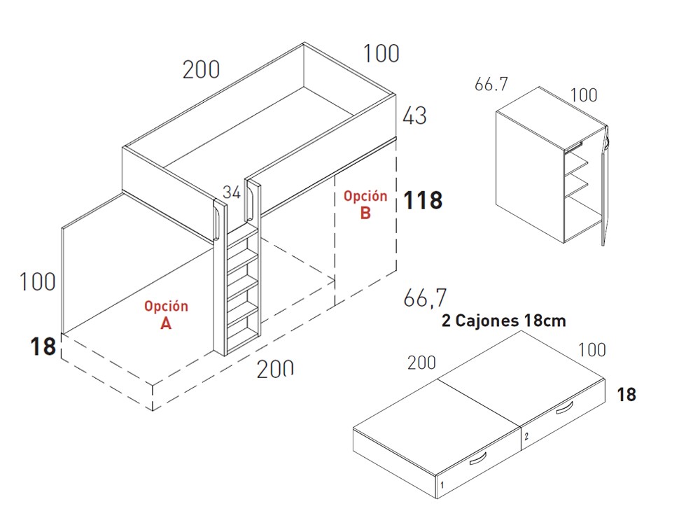 Litera tren Wood con armario Vita 20 de jotajotape - 2