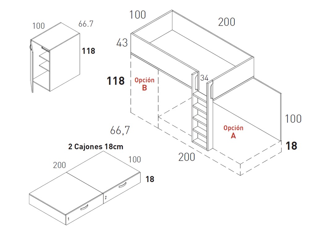 Litera tren Wood con armario Vita 20 de jotajotape - 3