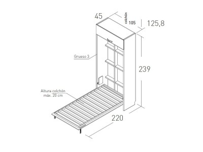 Cama abatible vertical 105cm Vita 22 de Jotajotape - 2