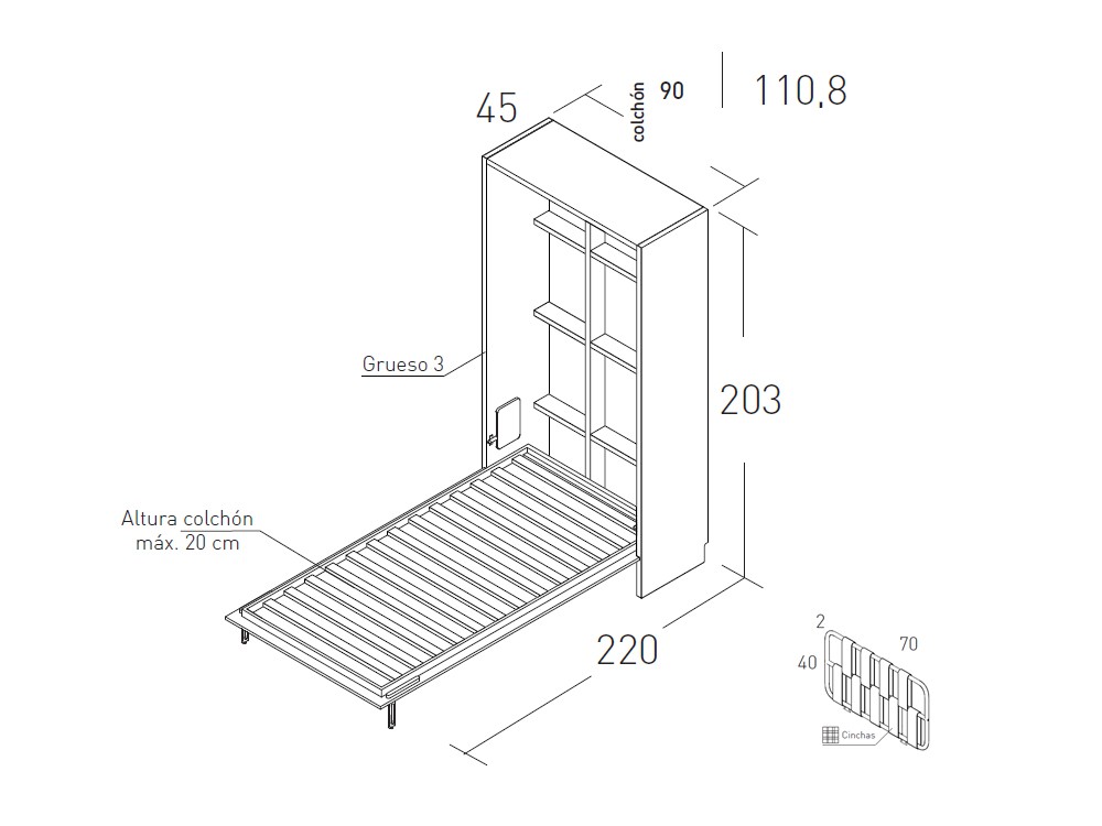 Cama abatible 90cm Vita 23 de jotajotape - 2