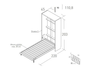 Cama abatible 90cm Vita 23 de jotajotape - 2