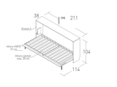 Cama abatible de 90cm horizontal Vita de jotajotape - 12
