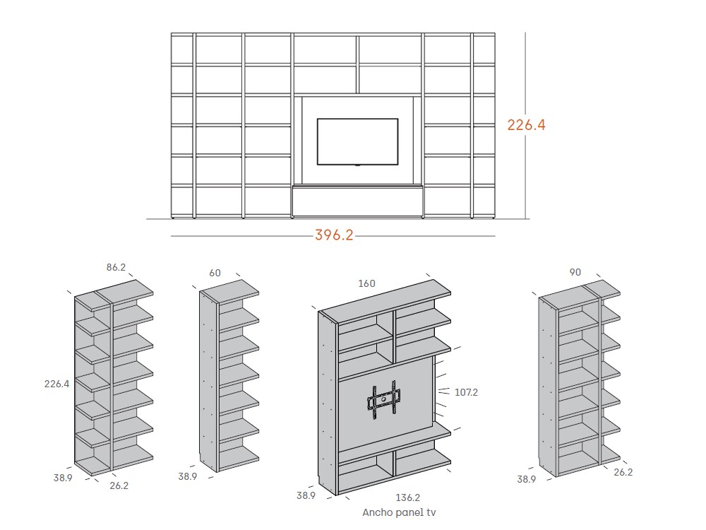 Librería con hueco para televisión ADD 09 de Antaix - 3