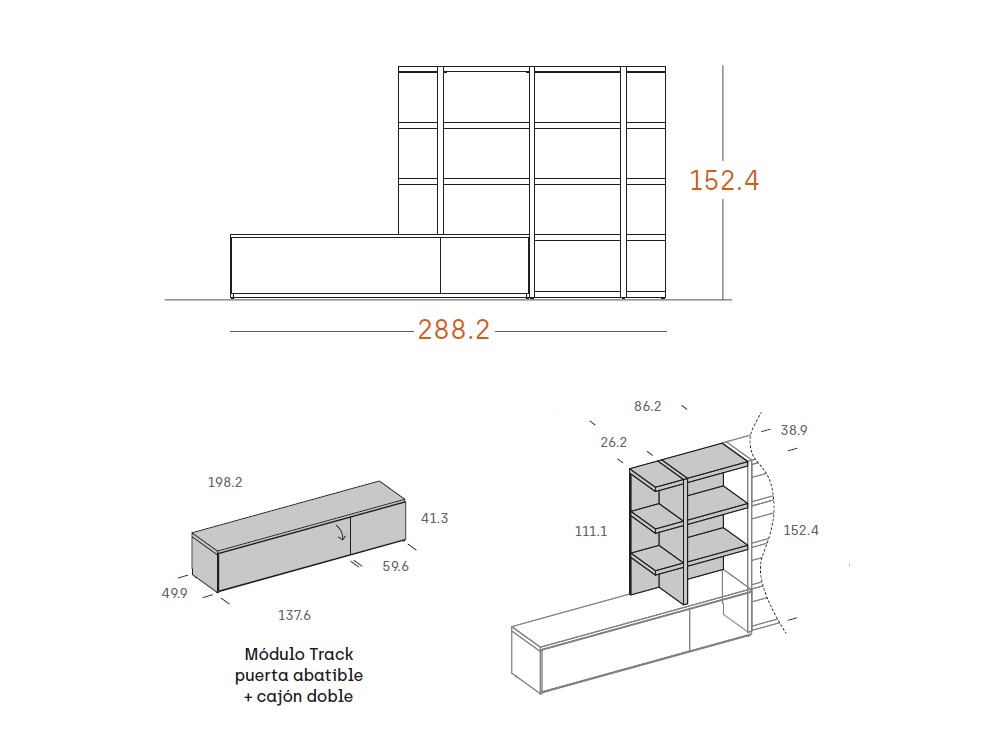 Mueble para salón con librería ADD 13 de Antaix - 7