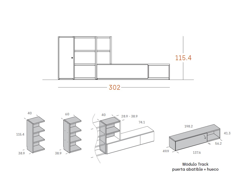 Mueble TV con librería Cacao ADD 14 de Antaix - 7