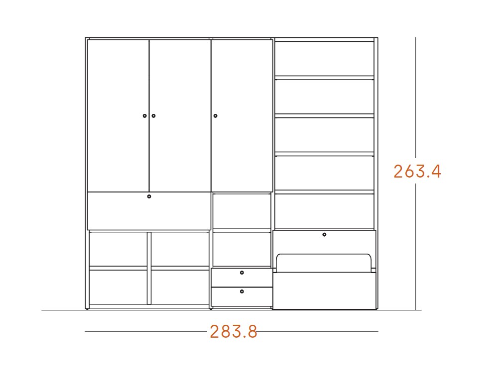 Dormitorio juvenil con escritorio abatible ADD 22 de Antaix - 3