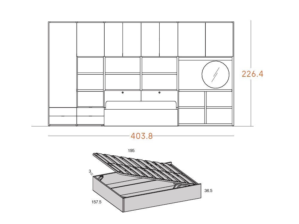 Dormitorio con armarios y tocador ADD 26 Antaix