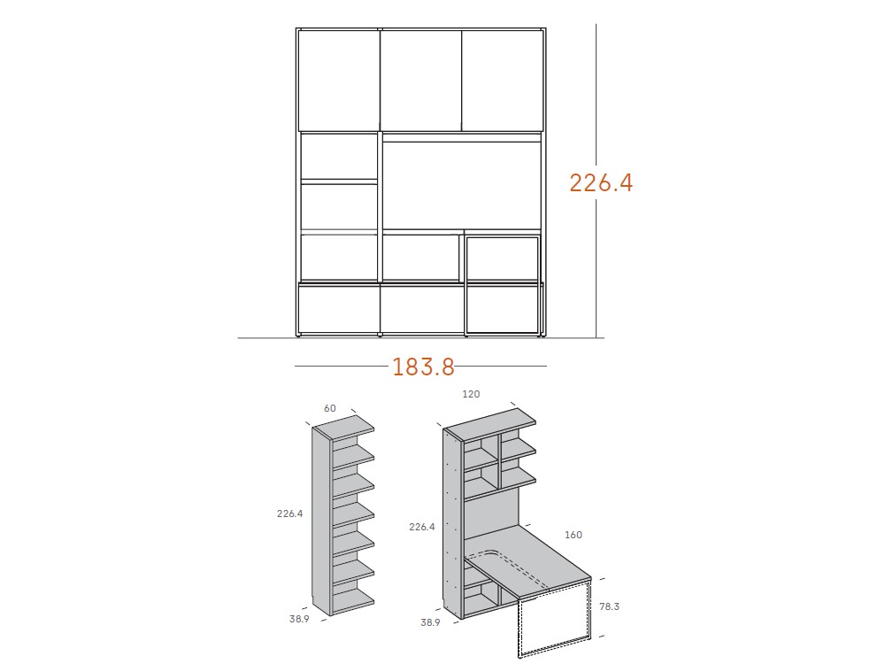 Mueble con escritorio HomeOffice ADD 28 de Antaix - 3