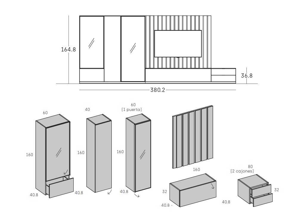 Composición para salón con vitrina Way Home 15 de Antaix - 3