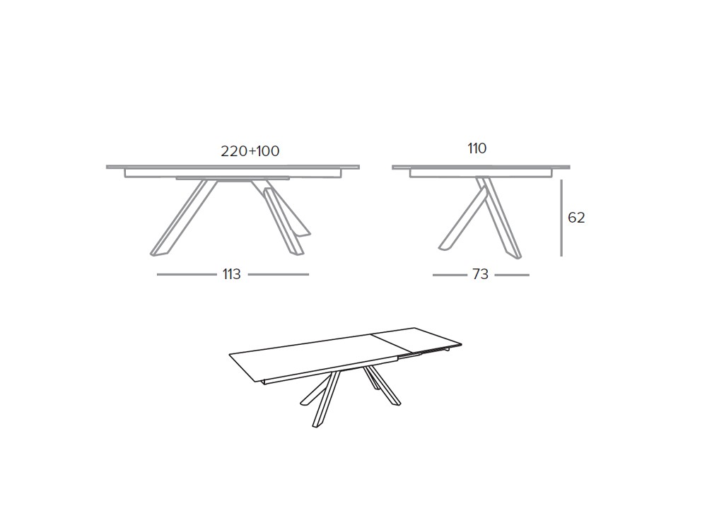 Mesa extensible de comedor Alps porcelánico o dekton de Pure Designs - 9