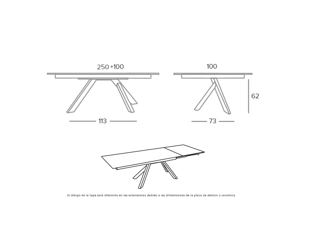 Mesa extensible de comedor Alps porcelánico o dekton de Pure Designs - 11