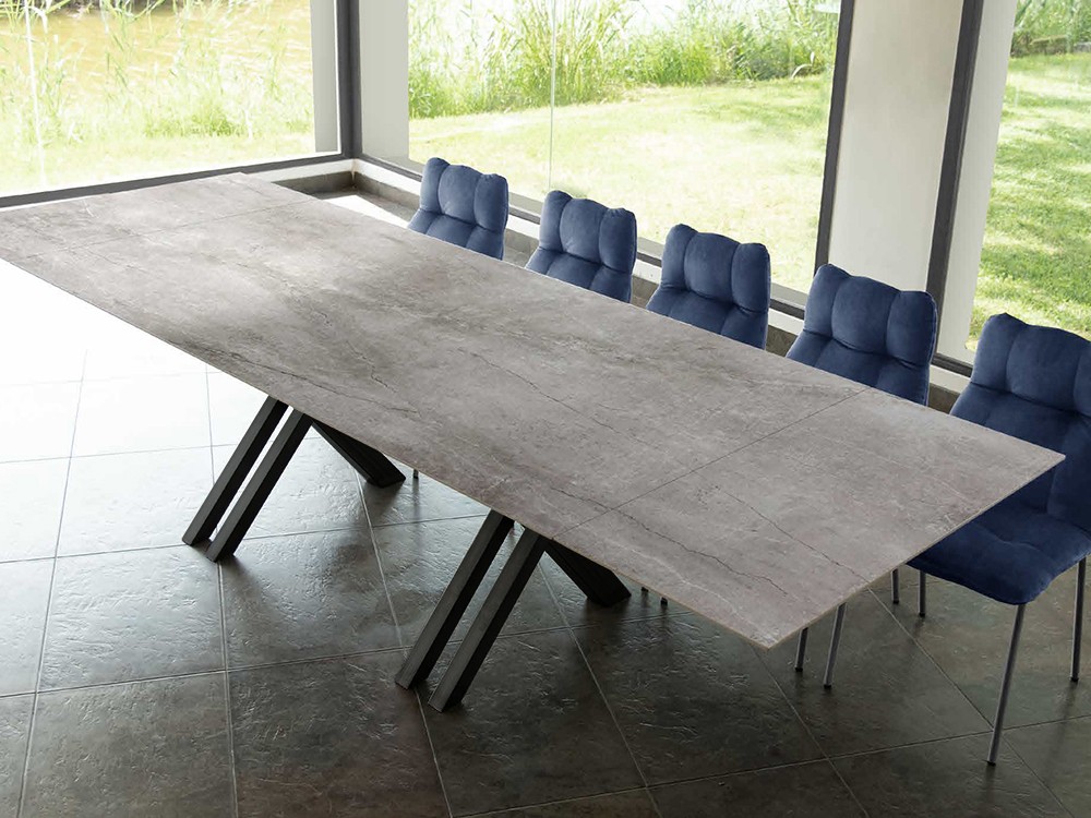 Mesa extensible de comedor de porcelánico o dekton Crossfire de Pure Designs - 2