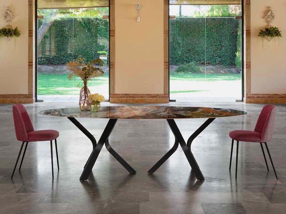 Mesa fija ovalada de comedor Kron porcelánico o dekton de Pure Designs - 3