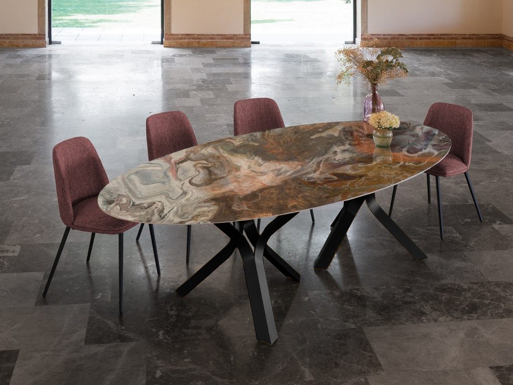 Mesa fija ovalada de comedor Kron porcelánico o dekton de Pure Designs - 2