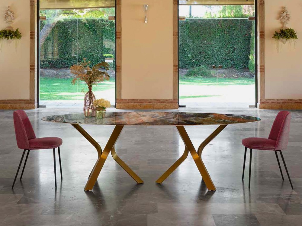 Mesa fija ovalada de comedor Kron porcelánico o dekton de Pure Designs - 19