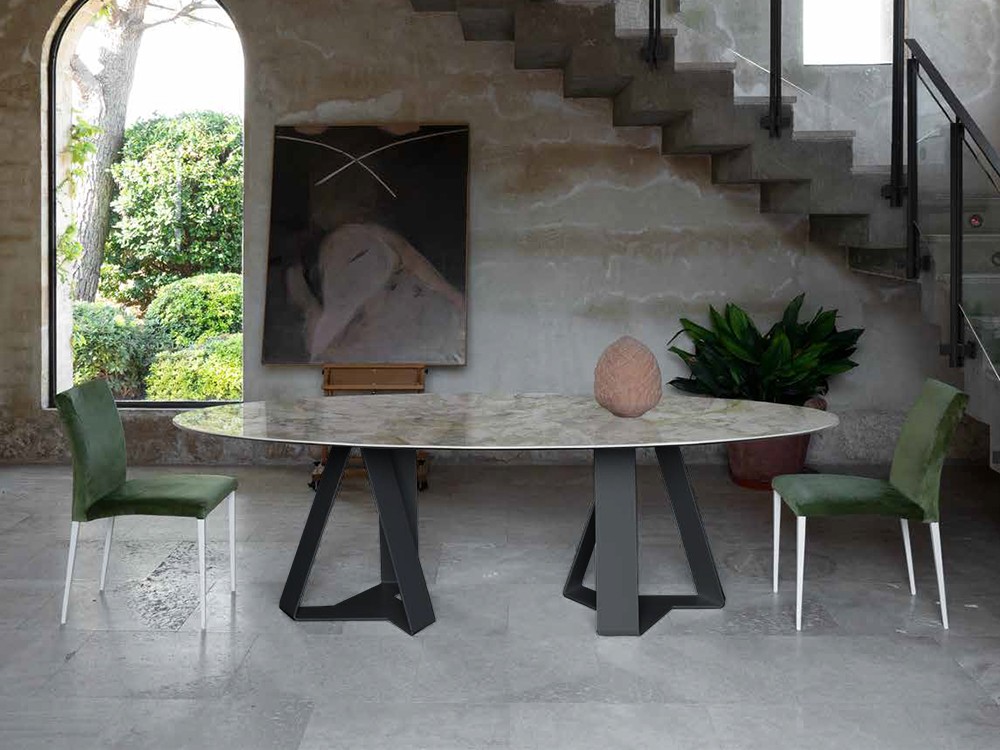 Mesa ovalada de comedor Carcassonne porcelánico neo de Pure Designs - 3