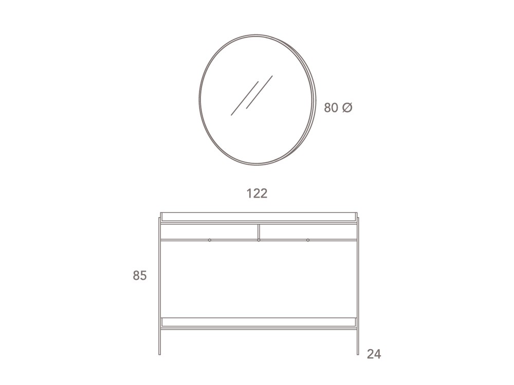 Recibidor Fil-25 chapa natural con dos estantes DC de Besform - 4