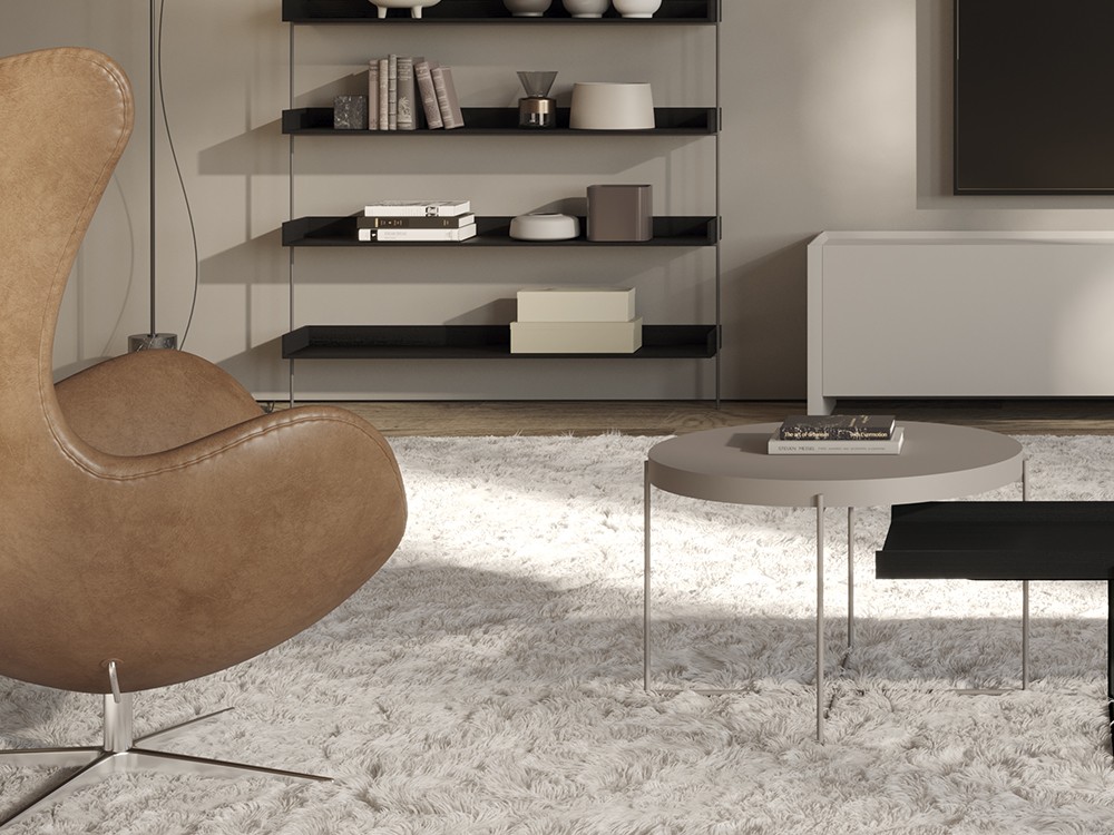 Mesa auxiliar redonda Fil en laca poro abierto, laca o porcelánico de Besform - 4