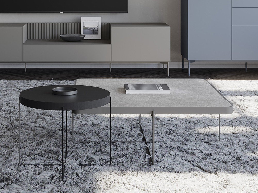 Mesa auxiliar redonda Fil en laca poro abierto, laca o porcelánico de Besform - 2