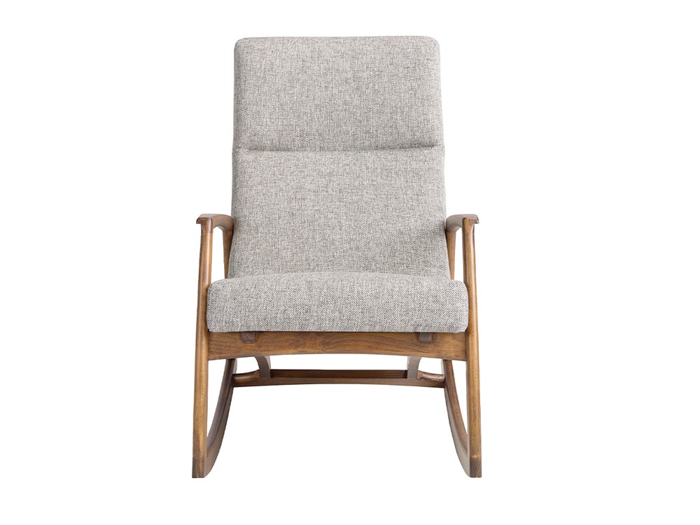 Sillón mecedora 5106 en madera color nogal con asiento tapizado en gris de Ángel Cerdá - 5