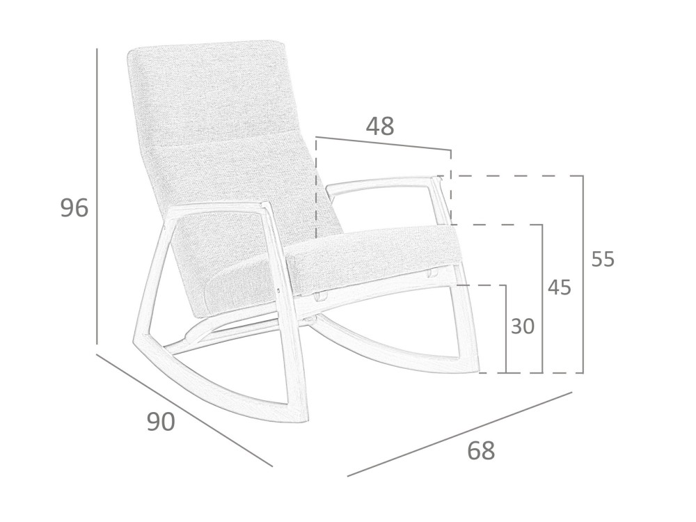 Sillón mecedora 5106 en madera color nogal con asiento tapizado en gris de Ángel Cerdá - 8