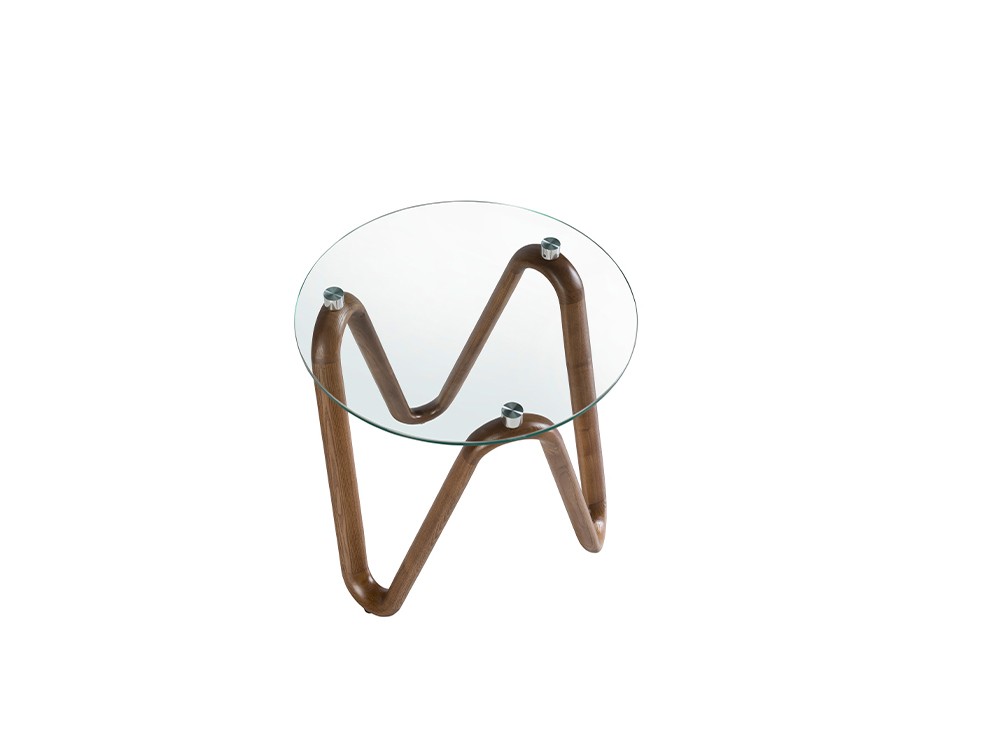 Mesa auxiliar Ángel Cerdá 2125 de cristal y madera color nogal - 4