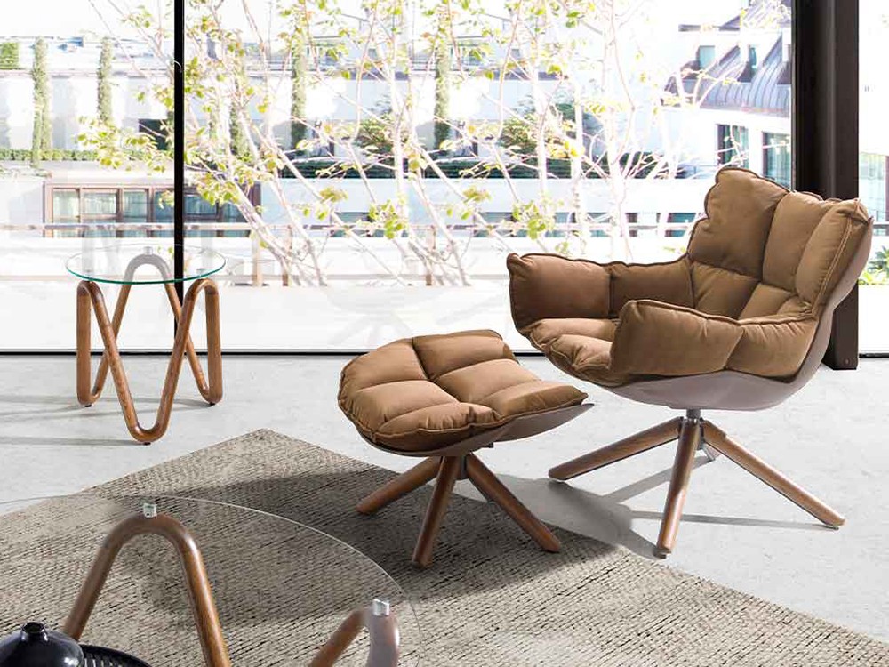 Mesa auxiliar Ángel Cerdá 2125 de cristal y madera color nogal - 2