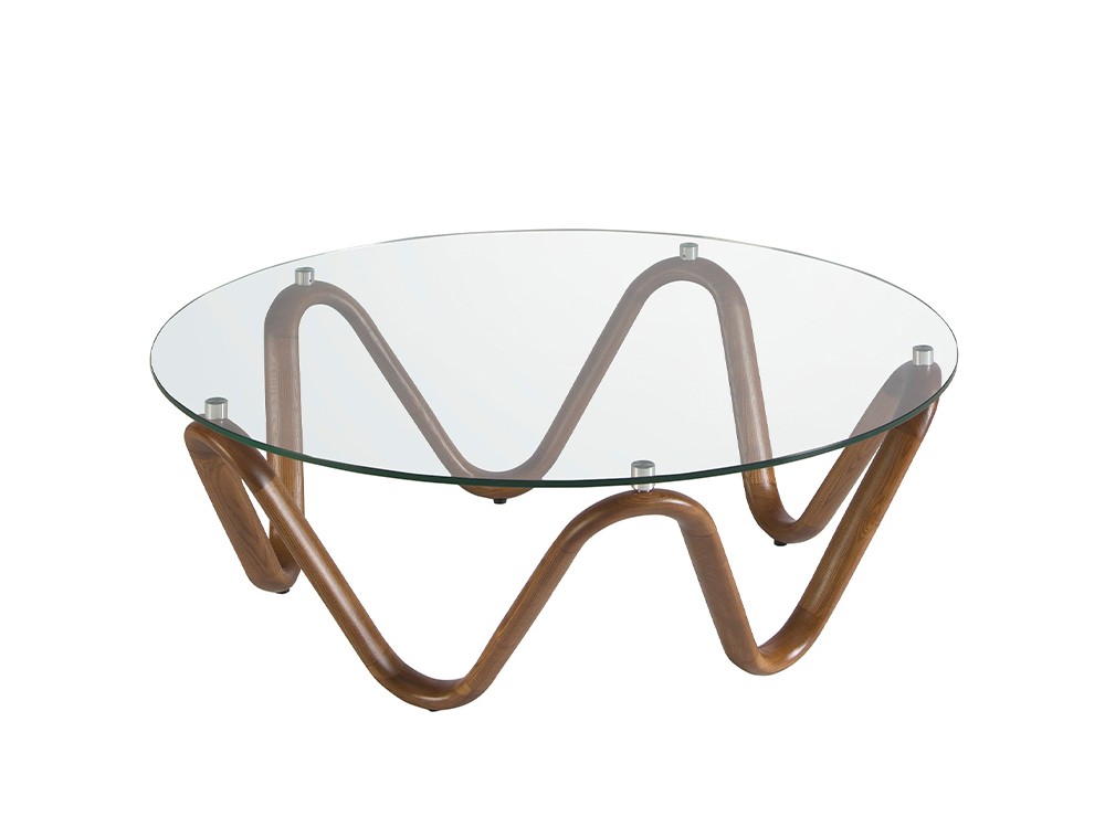 Mesa redonda de centro Ángel Cerdá 2124 de cristal templado y madera - 4