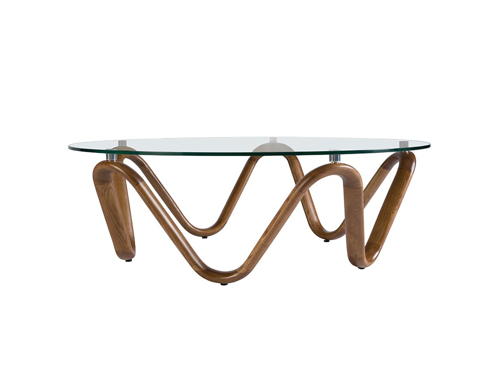 Mesa redonda de centro Ángel Cerdá 2124 de cristal templado y madera - 5