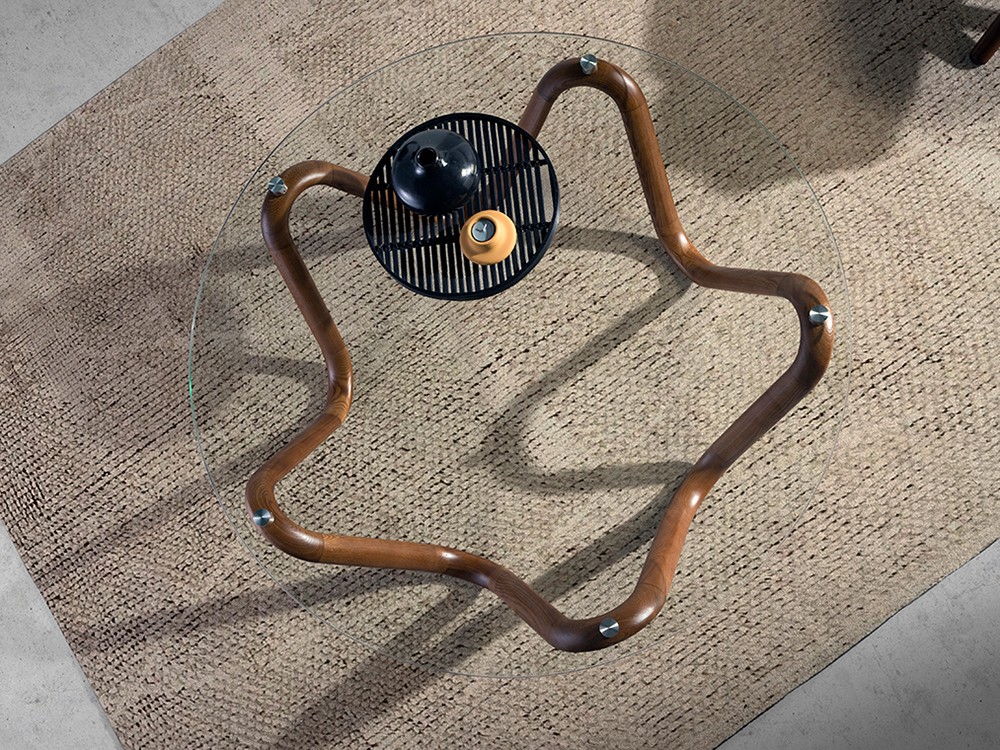 Mesa redonda de centro Ángel Cerdá 2124 de cristal templado y madera - 3