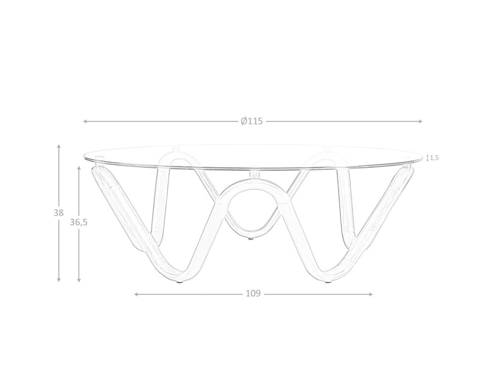 Mesa redonda de centro Ángel Cerdá 2124 de cristal templado y madera - 7